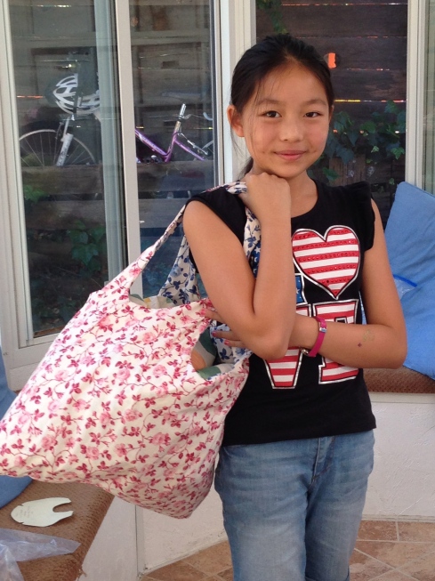 6th grader bag - to hold all her letter pillows from yesterday :o).